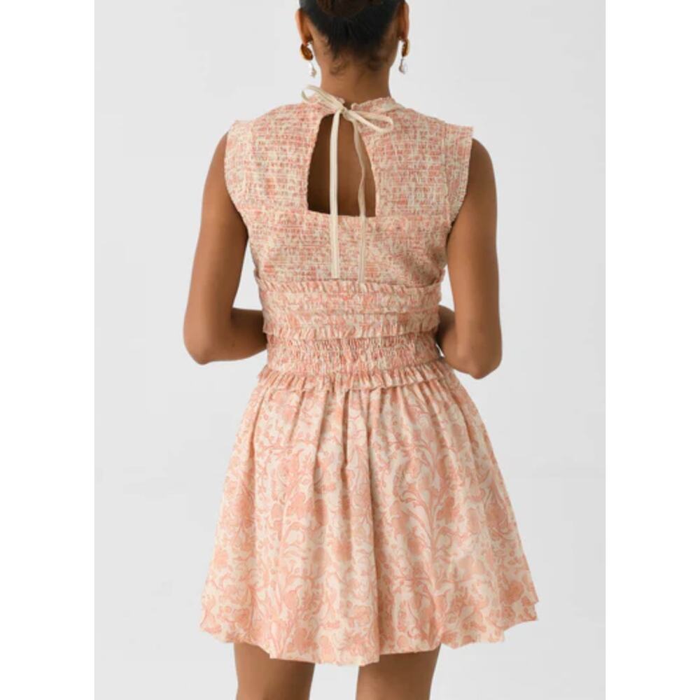 Hunter Bell Tuckernuck Anita Smocked Sleeveless Mini Dress Rosewater Floral M - Picture 7 of 13